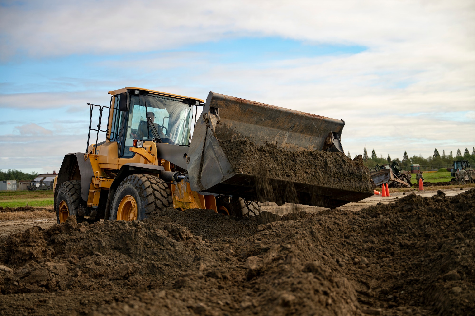 U.S. Air Force Airmen assigned to 51st Civil Engineer Squadron conduct a joint rapid airfield damage repair training at Osan Air Base, Republic of Korea, Oct.16, 2025.