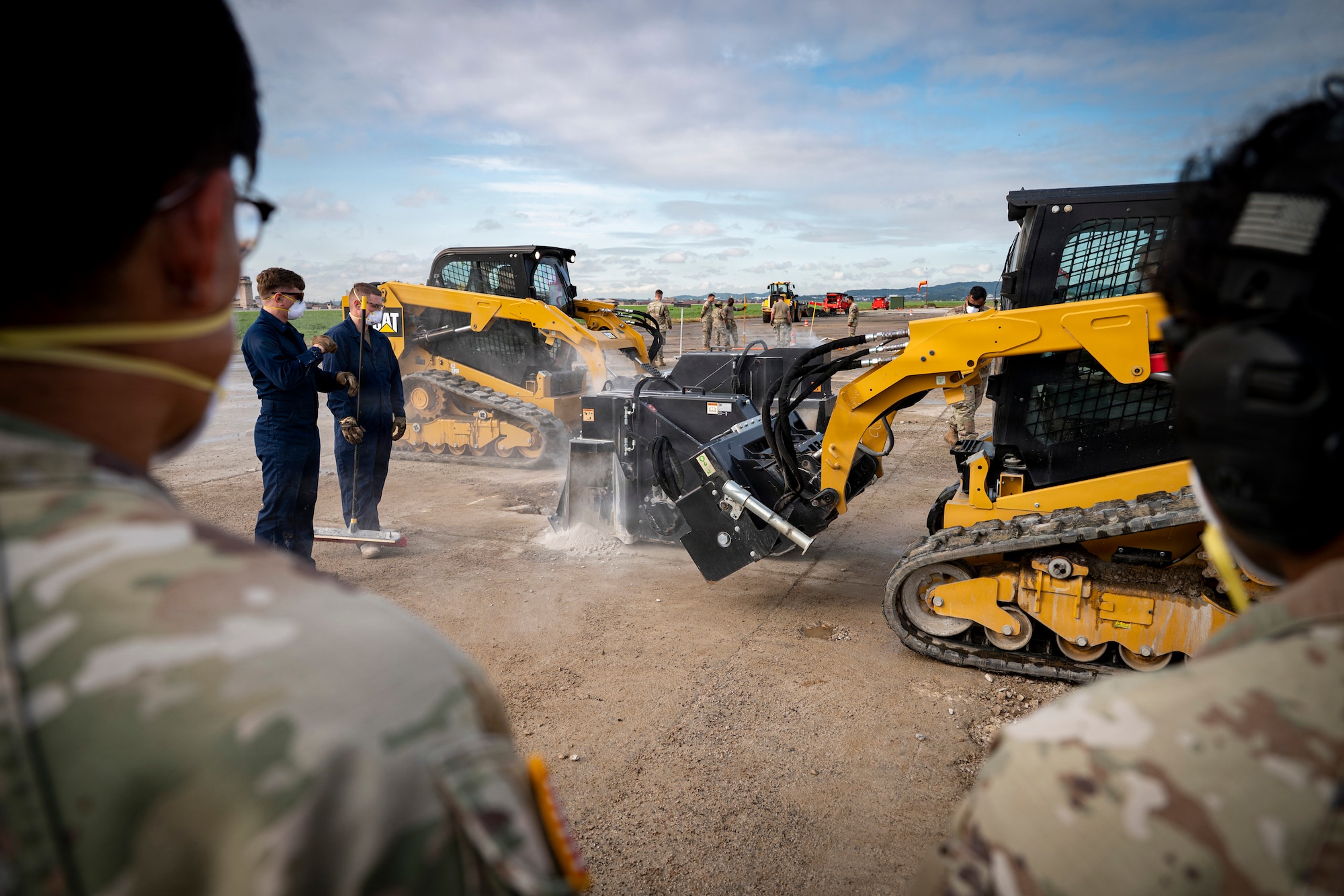 U.S. Army 643rd Engineer Construction Company  use pavement saws to conduct rapid airfield damage repair during exercise Ulchi Freedom Shield 25 at Osan Air Base, Republic of Korea, Oct.16, 2025.