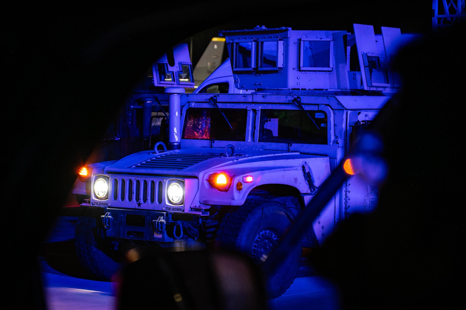 A Humvee is parked on the flight line during Global Thunder 26 at Minot Air Force Base, North Dakota, Oct. 25, 2025. Global Thunder is an annual command and control exercise designed to train U.S. Strategic Command forces and assess joint operational readiness.