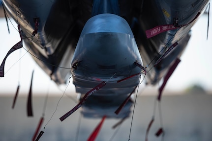 AGM-86 air-launched cruise missiles are loaded onto a U.S. Air Force B-52H Stratofortress during Global Thunder 26 at Minot Air Force Base, North Dakota, Oct. 22, 2025. Global Thunder is an annual command and control exercise designed to train U.S. Strategic Command forces and assess joint operational readiness.