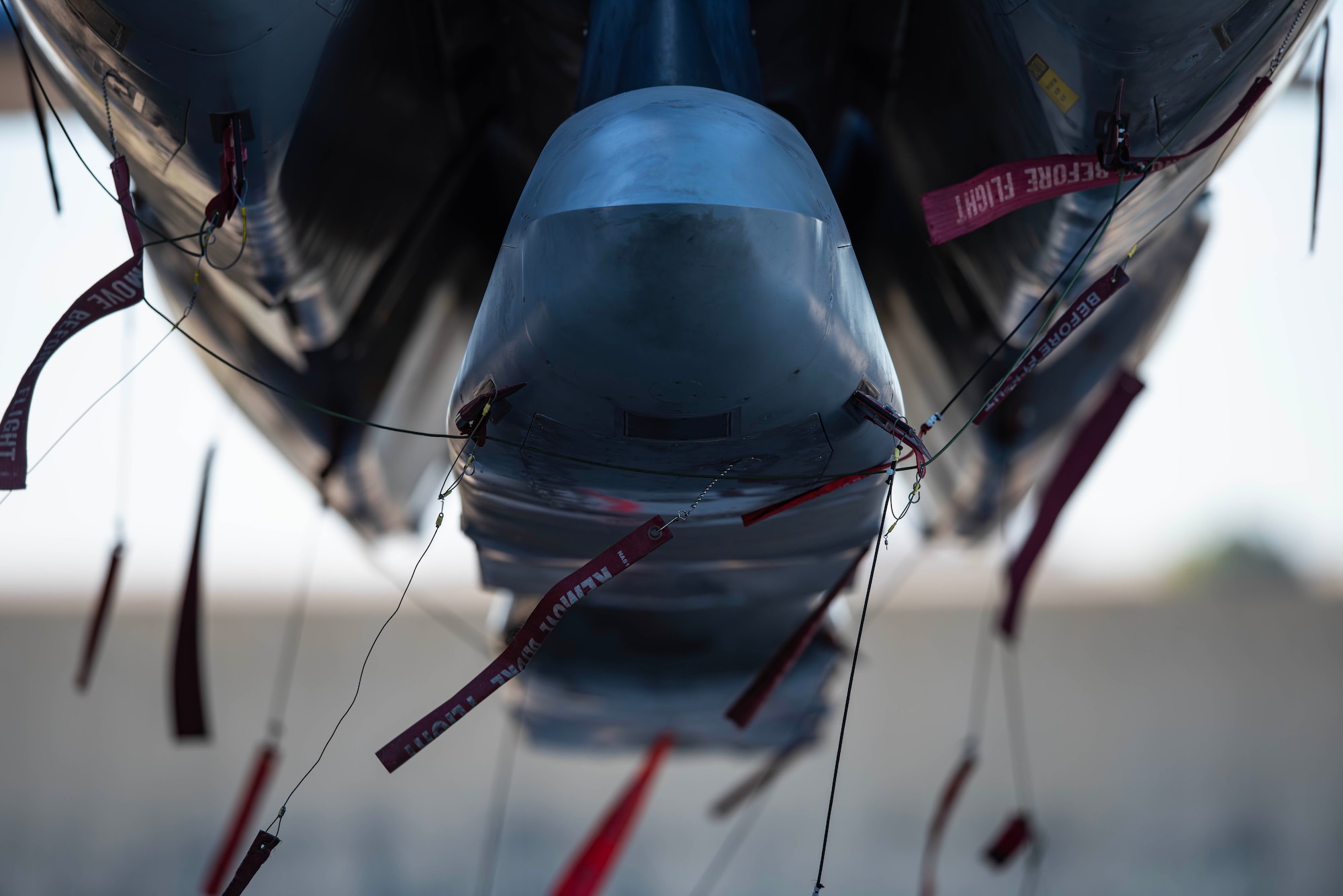 AGM-86 air-launched cruise missiles are loaded onto a U.S. Air Force B-52H Stratofortress during Global Thunder 26 at Minot Air Force Base, North Dakota, Oct. 22, 2025. Global Thunder is an annual command and control exercise designed to train U.S. Strategic Command forces and assess joint operational readiness.