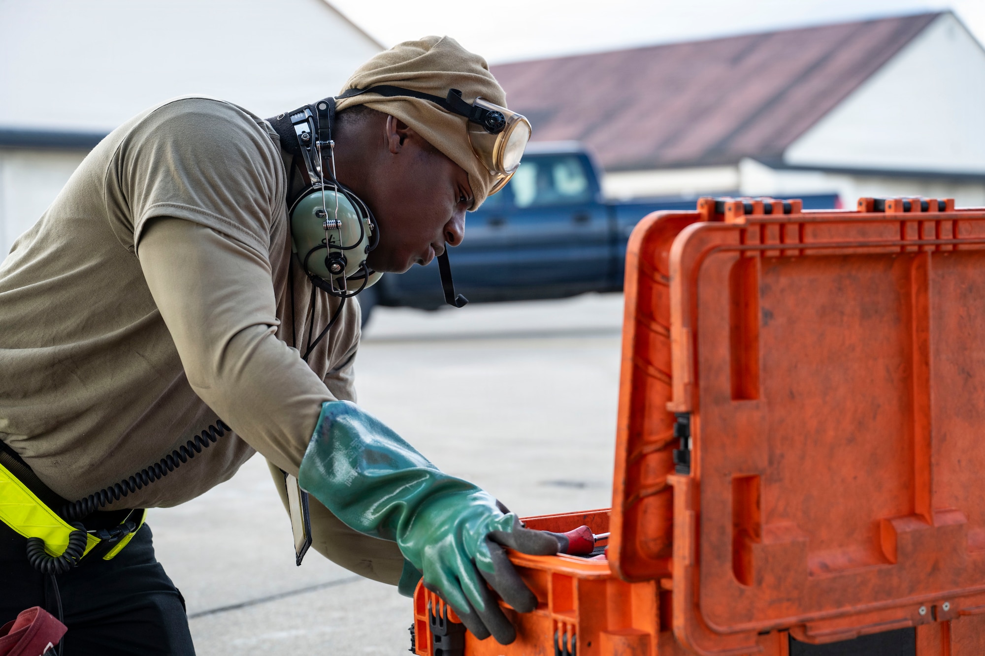 A plane lands on the runway