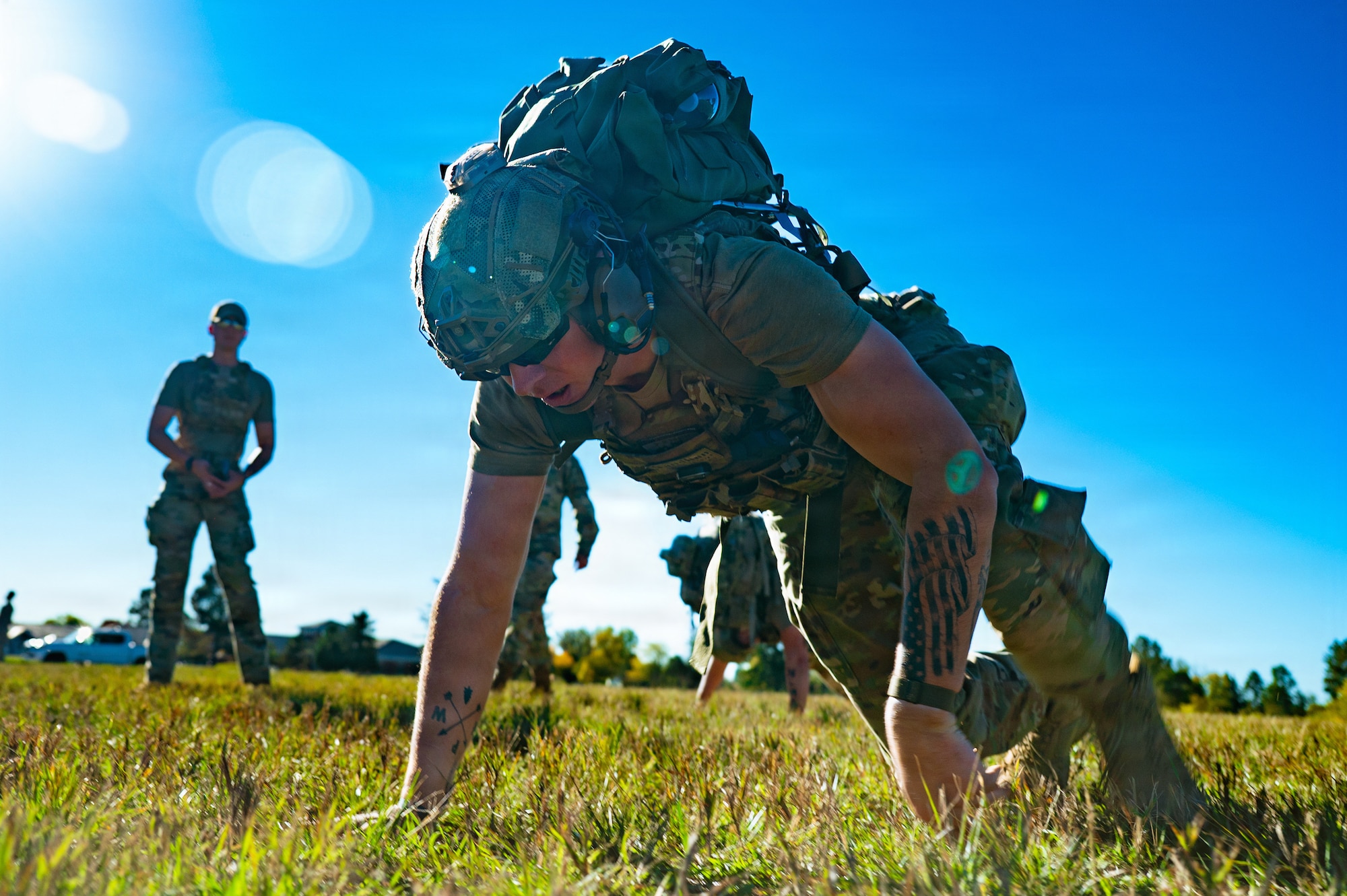 Crow Creek Challenge is a yearly training exercise in which participants ruck to stations across the base and complete various exercises to promote readiness and morale. (U.S. Air Force photo by Airman 1st Class Hunter Kirkland)