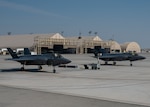 Two U.S. Air Force F-35A Lightning IIs are staged at Al Dhafra Air Base, United Arab Emirates, on Nov. 17, 2025. The aircraft will be used by the team to perform at the Dubai Airshow, showcasing the power and precision of America’s most advanced fifth-generation fighter. (U.S. Air Force photo by Staff Sgt. Nicholas Rupiper)