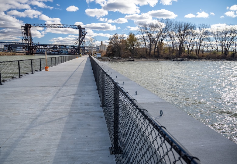 The U.S. Army Corps of Engineers, Buffalo District has completed repairs at the Cleveland West Pier as the final truckload of concrete has been placed and settled. The Cleveland Metroparks continue improvements through the installation of a fence and lighting along the pier, in Cleveland, Ohio.