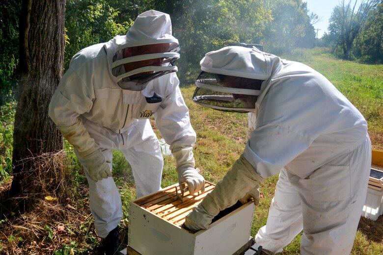 Patoka Lake staff prepare beehives for the upcoming winter months Sept. 3, 2025.