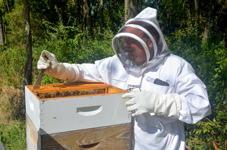 Patoka Lake staff prepare beehives for the upcoming winter months Sept. 3, 2025.