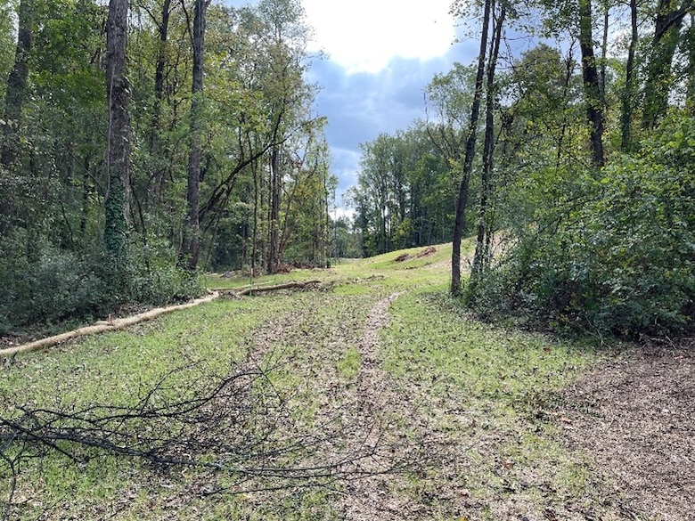 Pre-construction view of the future Williams Street Detention Structure in Cleveland, Tenn., taken Oct. 15, 2025. The 15-foot embankment will help slow water flow across Fillauer Branch to reduce downstream flood risks when completed in 2026. Photo courtesy of USACE.