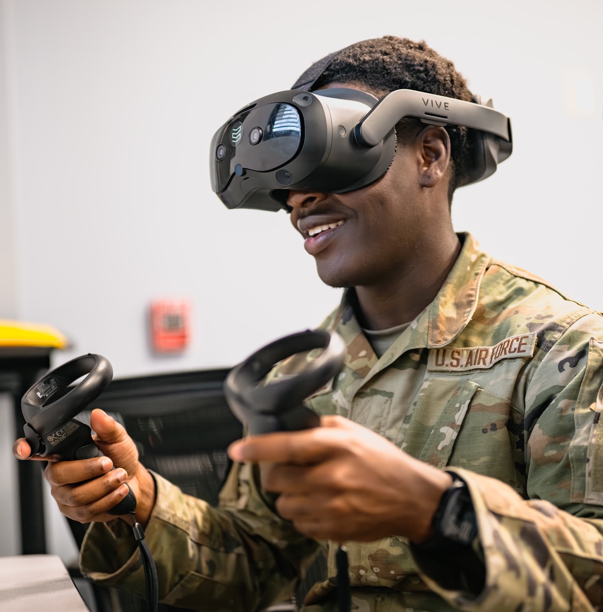 Airman operating augmented reality device
