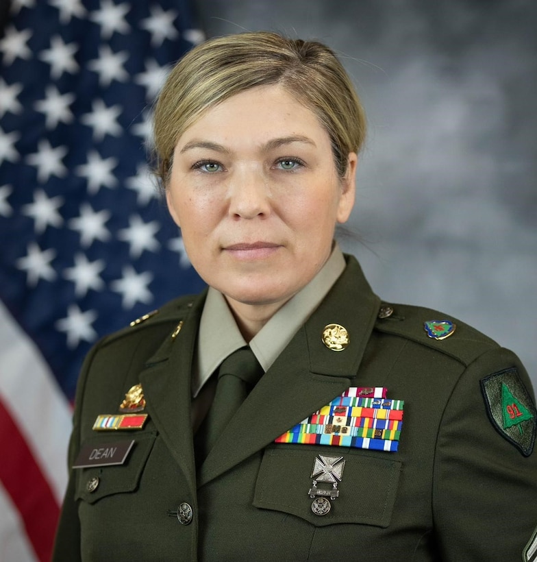 Image of the official Department of the Army photo of Command Sgt. Maj. Sarah Dean, Command Sgt. Maj. 91st Training Division.