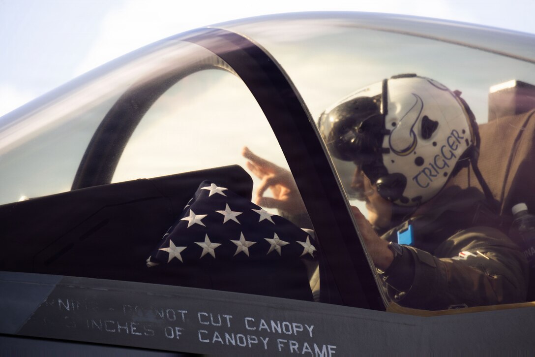 A U.S. Marine with Marine Fighter Attack Squadron (VMFA) 225, U.S. Marine Corps Forces, South, prepares to conduct flight operations in an F-35B Lightning II assigned to VMFA-225 at Jose Aponte de la Torre Airport in Ceiba, Puerto Rico, Oct. 29, 2025. U.S. military forces are deployed to the Caribbean in support of the U.S. Southern Command mission, Department of War-directed operations, and the president’s priorities to disrupt illicit drug trafficking and protect the homeland. (U.S. Marine Corps photo)
