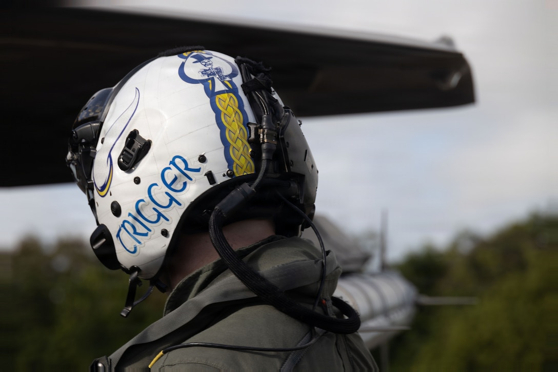 A U.S. Marine with Marine Fighter Attack Squadron (VMFA) 225, U.S. Marine Corps Forces, South, conducts pre-flight inspections on an F-35B Lightning II assigned to VMFA-225 at Jose Aponte de la Torre Airport in Ceiba, Puerto Rico, Oct. 29, 2025. U.S. military forces are deployed to the Caribbean in support of the U.S. Southern Command mission, Department of War-directed operations, and the president’s priorities to disrupt illicit drug trafficking and protect the homeland. (U.S. Marine Corps photo)
