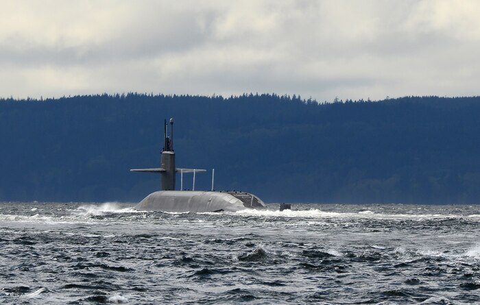 POULSBO, Wash. – The Ohio-class ballistic missile submarine USS Pennsylvania (SSBN 735) returns to its home port at Naval Base Kitsap after completing a strategic deterrent patrol in 2015. The U.S. Navy is consistently deployed to maintain peace, protect commerce and deter aggression through its forward presence. Dan Hogan served aboard Pennsylvania from 2001 to 2004. (Photo by Kenneth G. Takada, Mass Communication Specialist 1st Class/U.S. Navy)