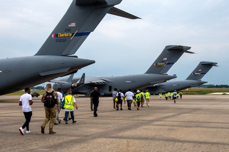 The 145th Airlift Wing hosts the Organization of Black Aerospace Professionals for a base tour at the Charlotte Air National Guard Base, June 27, 2024.