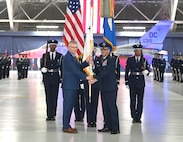 Secretary of the Air Force Troy Meink presides over the ceremony of Air Force Chief of Staff Gen. Ken Wilsbach during his assumption of responsibility ceremony at Joint Base Andrews, Md. Nov. 18, 2025. During the ceremony, Gen. Wilsbach was sworn in as the 24th Chief of Staff of the Air Force.