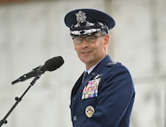 Secretary of the Air Force Troy Meink presides over the ceremony of Air Force Chief of Staff Gen. Ken Wilsbach during his assumption of responsibility ceremony at Joint Base Andrews, Md. Nov. 18, 2025. During the ceremony, Gen. Wilsbach was sworn in as the 24th Chief of Staff of the Air Force.