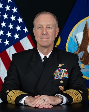 Official photo of Adm. George M. Wikoff, Commander, U.S. Naval Forces Europe and Africa (NAVEUR/NAVAF). For more than 80 years, NAVEUR/NAVAF has forged strategic relationships with Allies and partners, leveraging a foundation of shared values to share the duties of preserving security and stability. (U.S. Army photo by Master Sergeant Ryan Hohman)
