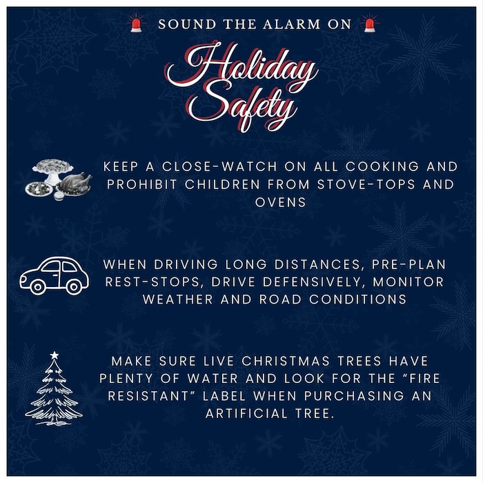 Holiday safety graphic serves as a reminder to members of the Kaiserslautern Military Community to follow safety tips during the holiday season at Ramstein Air Base, Germany.