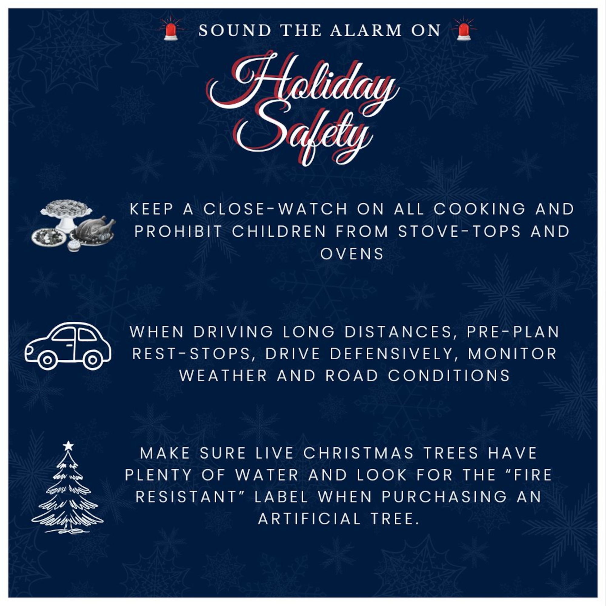 Holiday safety graphic serves as a reminder to members of the Kaiserslautern Military Community to follow safety tips during the holiday season at Ramstein Air Base, Germany.