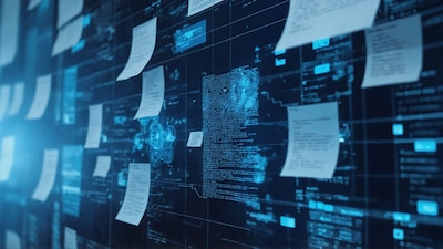 Decorative picture of text data on a screen.