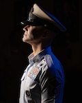 U.S. Air Force Master Sgt. Atif Siddiqui, a military training instructor trainer with the 326th Training Squadron,  37th Training Wing, poses for a photo following a chief petty officer induction ceremony at Joint Base San Antonio-Lackland, Texas, Sept. 16, 2025. Siddiqui completed the U.S. Navy’s chief season, a six-week rite of passage for transitioning to the senior noncommissioned officer tier, as part of a joint-service professional development opportunity. (U.S. Air Force photo by Jonathan R. Mallard)