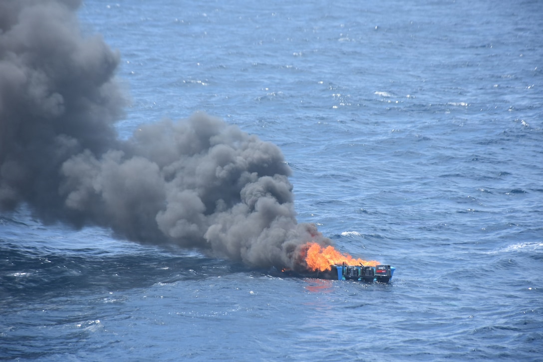 Coast Guard Cutter Stone's crew recovers bales of narcotics approximately 150 miles off the Galapagos Islands, Aug. 16, 2025. Stone’s crew offloaded approximately 49,010 pounds of illicit narcotics worth more than $362 million at Port Everglades, Florida, Nov. 19, 2025. (U.S. Coast Guard photo by Cutter Stone's crew)