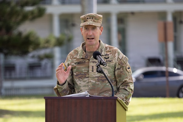 t. Gen. Joel Vowell, Deputy Commanding General of U.S. Army Pacific, gives his remarks on the precedence of the 1st Theater Information Advantage Detachment Activation Ceremony November 7, 2025, at Fort Shafter, Hawaii.