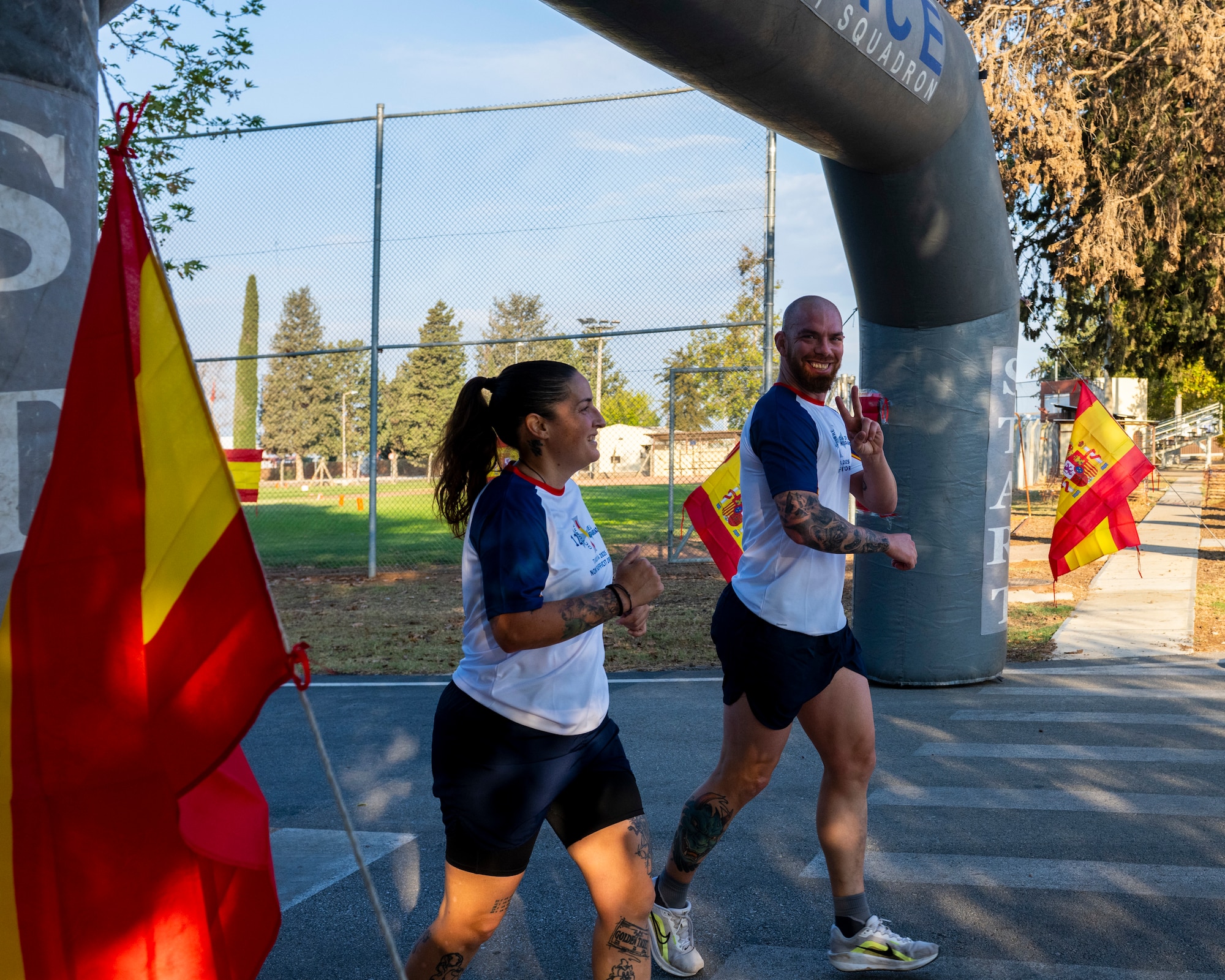 Runners cross the finish line