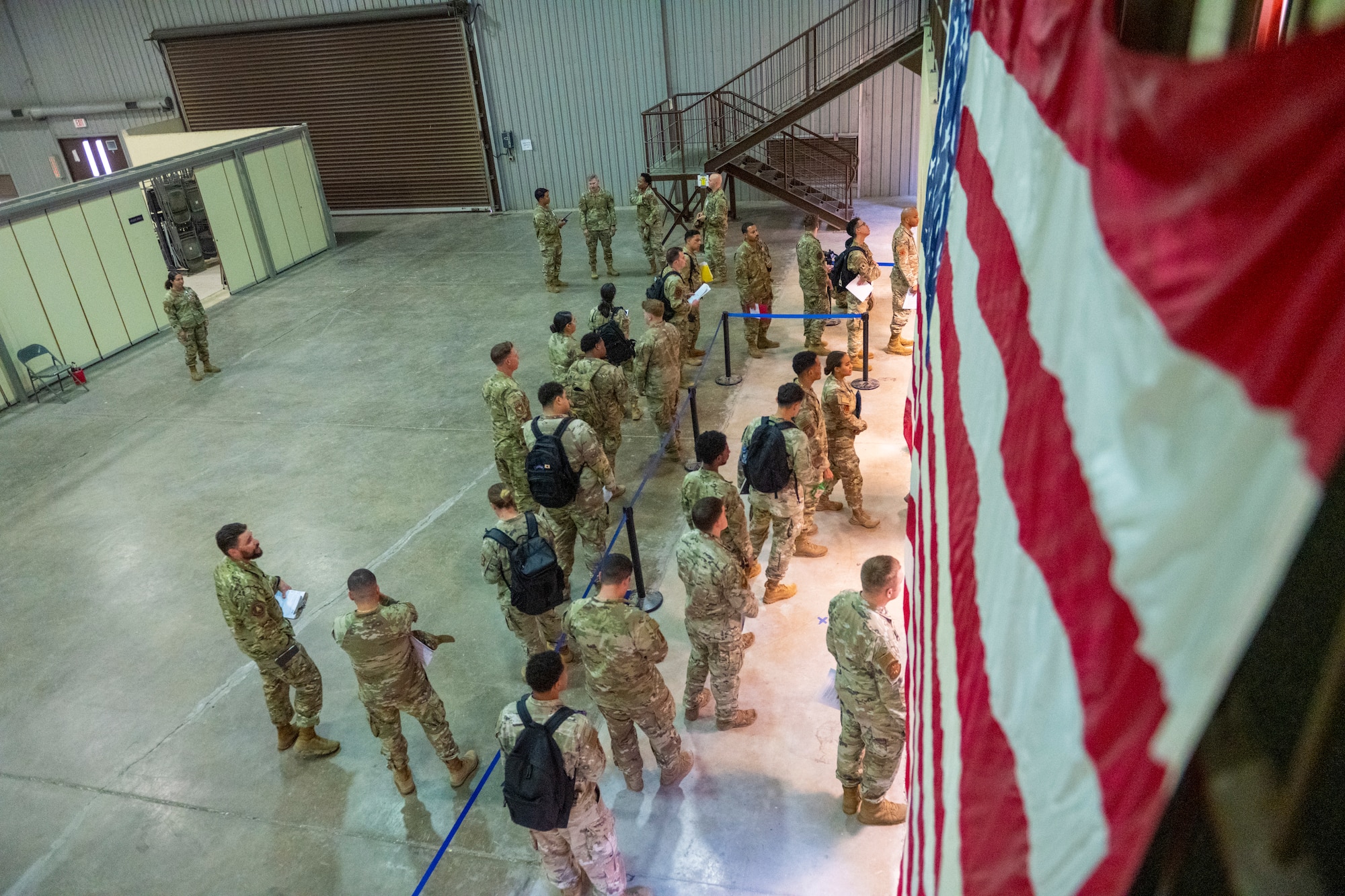 Service members line up for Personnel Support