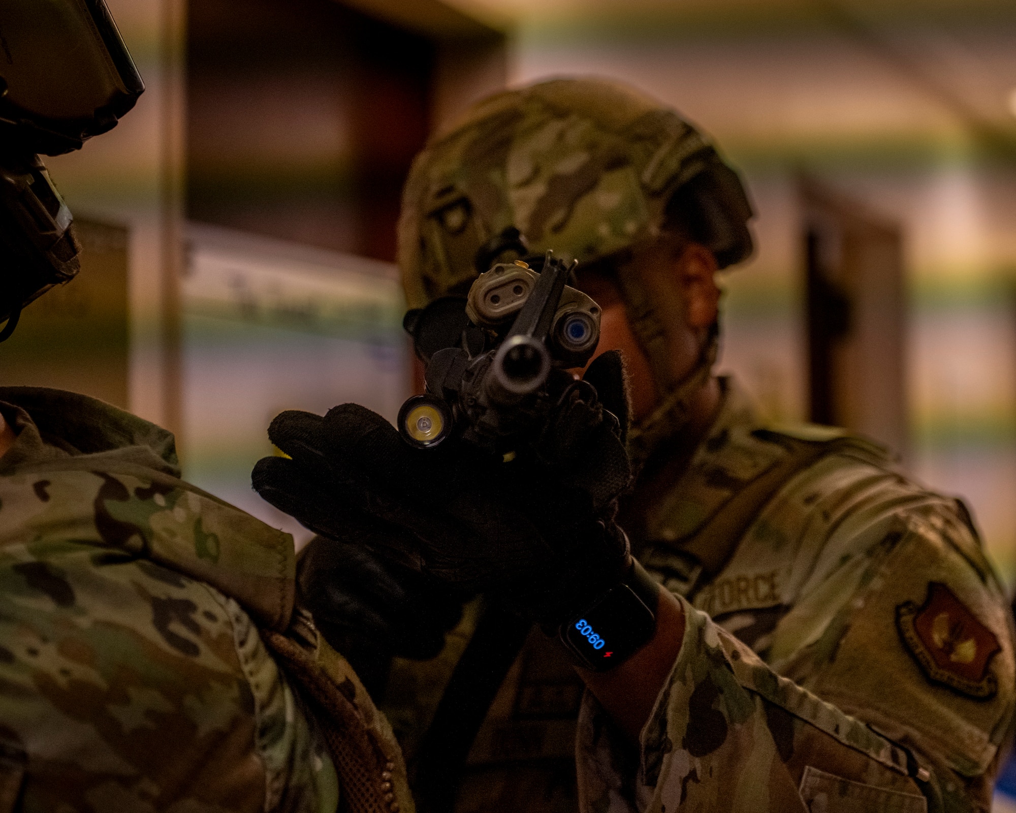 Services members secure a hallway