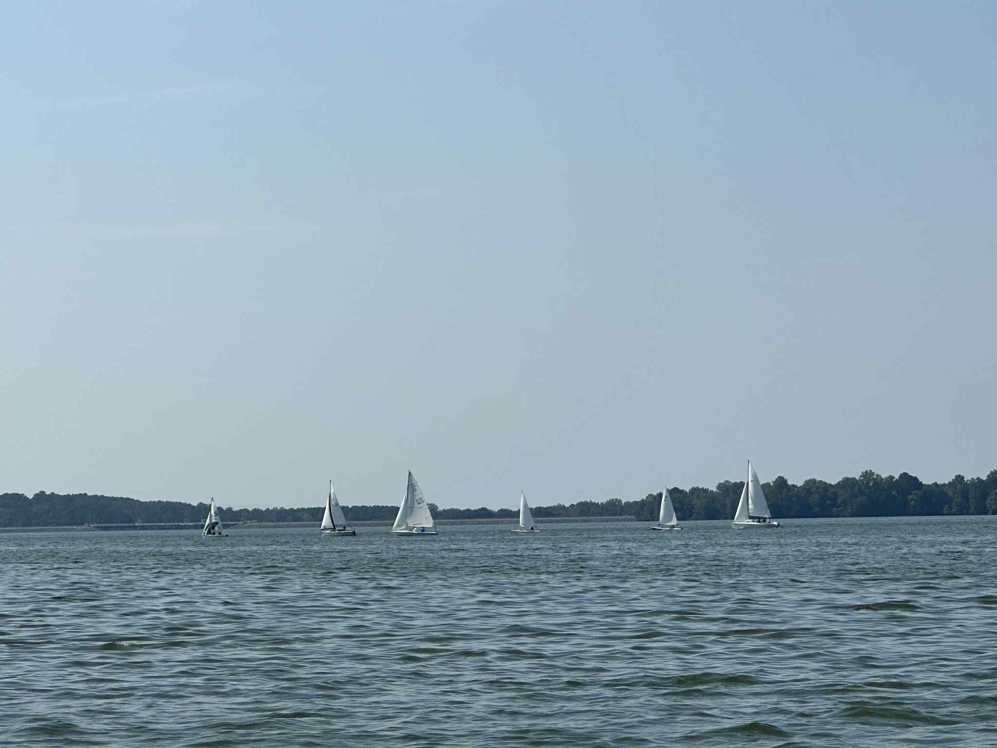 Racers head for the finish line during the Highland Yacht Club’s Fall Regatta, held Sept. 21-22, 2025, on Woods Reservoir at Arnold Air Force Base, Tenn. A regatta is a series of boat or yacht races held over a relatively short period of time. The Highland Yacht Club holds two regattas open to non-club members each calendar year – the Spring Regatta occurring around mid-May and the Fall Regatta that typically takes place in late September. The club was started in the 1950s to promote sailing on Woods Reservoir and to encourage interest in the hobby among Arnold AFB personnel, their families and members of the local communities. Currently, the Highland Yacht Club is comprised of about 40 families, most of whom are local to Arnold. (Courtesy photo)