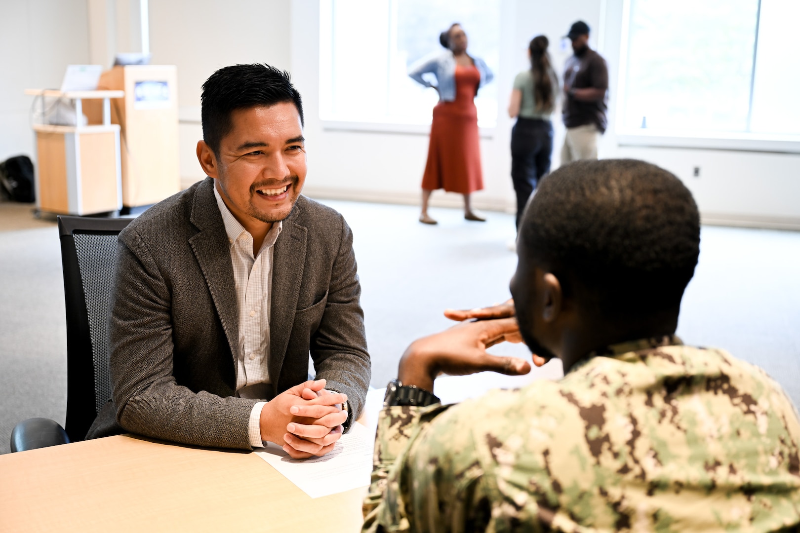 The Workforce Development Branch held their first Speed Mentoring Event on Wednesday, Sept. 24, 2025. The event consisted of mentees rotating through mentors to exchange information, advice and answer questions on specific topics while also speaking as a large group to talk about their previous experience in their respective fields. (U.S. Navy photo by Chalene Simmons.)