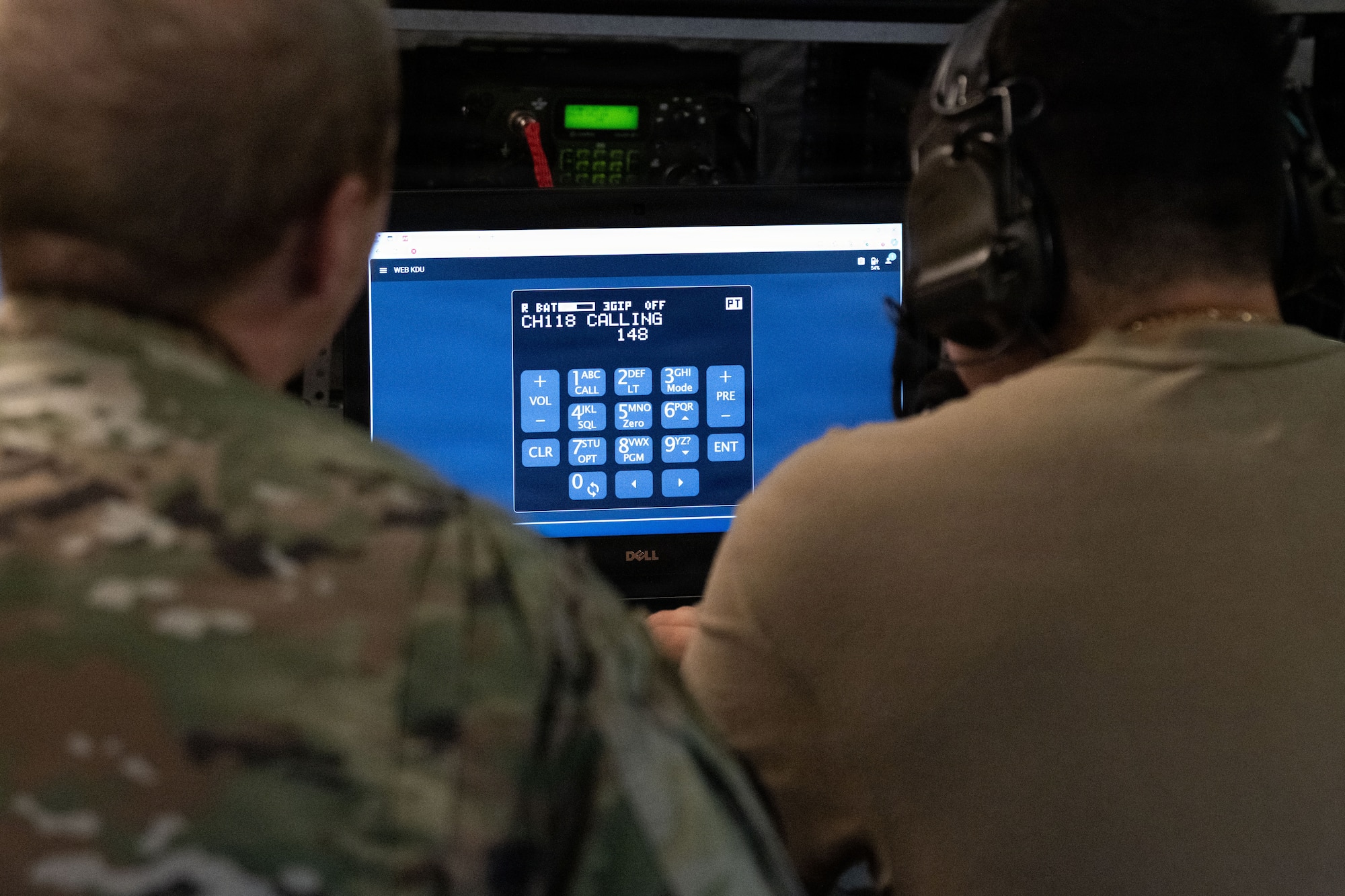 Airmen assigned to the Joint Communications Support Element (JCSE) use high-frequency radio technology during Exercise Noble Skywave at MacDill Air Force Base, Florida, Oct. 22, 2025. Noble Skywave is an annual, Canadian-led high-frequency radio competition for military units to test and improve their ability to use  radio technology. JCSE competes to maintain high-frequency expertise and ability to operate in any environment. (U.S. Air Force photo by Airman Alexis Adams)