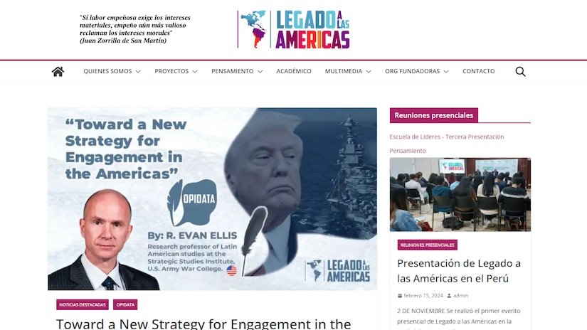 Legado a las Americas' Toward a New Strategy for Engagement in the Americas by Dr. Evan Ellis