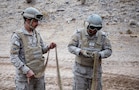 Soldiers with the Royal Saudi Land Forces (RSLF) prepare ammunition for tank gunnery prior to live-fire exercises at the National Training Center during Rotation 26-02 at Fort Irwin, Calif., Nov. 13, 2025. Partnering with U.S. Army Central and 3rd Security Forces Assistance Brigade, the RSLF integrate with 2nd Brigade, 1st Cavalry Division, to improve interoperability and operational effectiveness in a tough, realistic environment. (U.S. Army photo by Staff Sgt. Devon Jones)
