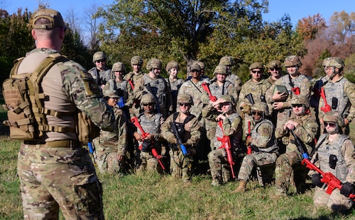 Service member addresses Airmen