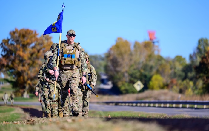 Air Force service member leads ruck.