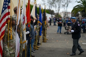 U.S. Air Force and U.S. Space Force service members from Vandenberg Space Force Base perform the posting of the colors alongside local military veterans.