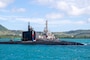 Los Angeles-class fast-attack submarine USS Asheville (SSN 758) returns to Naval Base Guam, reaffirming its role in the Indo-Pacific, Nov. 18, 2025.
