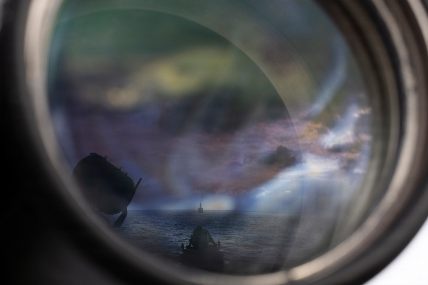 The Republic of Korea (ROK) Chungmugong Yi Sun-sin-class guided-missile destroyer ROKS Wang Geon (DDG 978) travels aft of Arleigh Burke-class guided-missile destroyer USS Dewey (DDG 105) during the Maritime Counter Special Operations Exercise (MCSOFEX) with the ROK Navy Nov. 18, 2025.