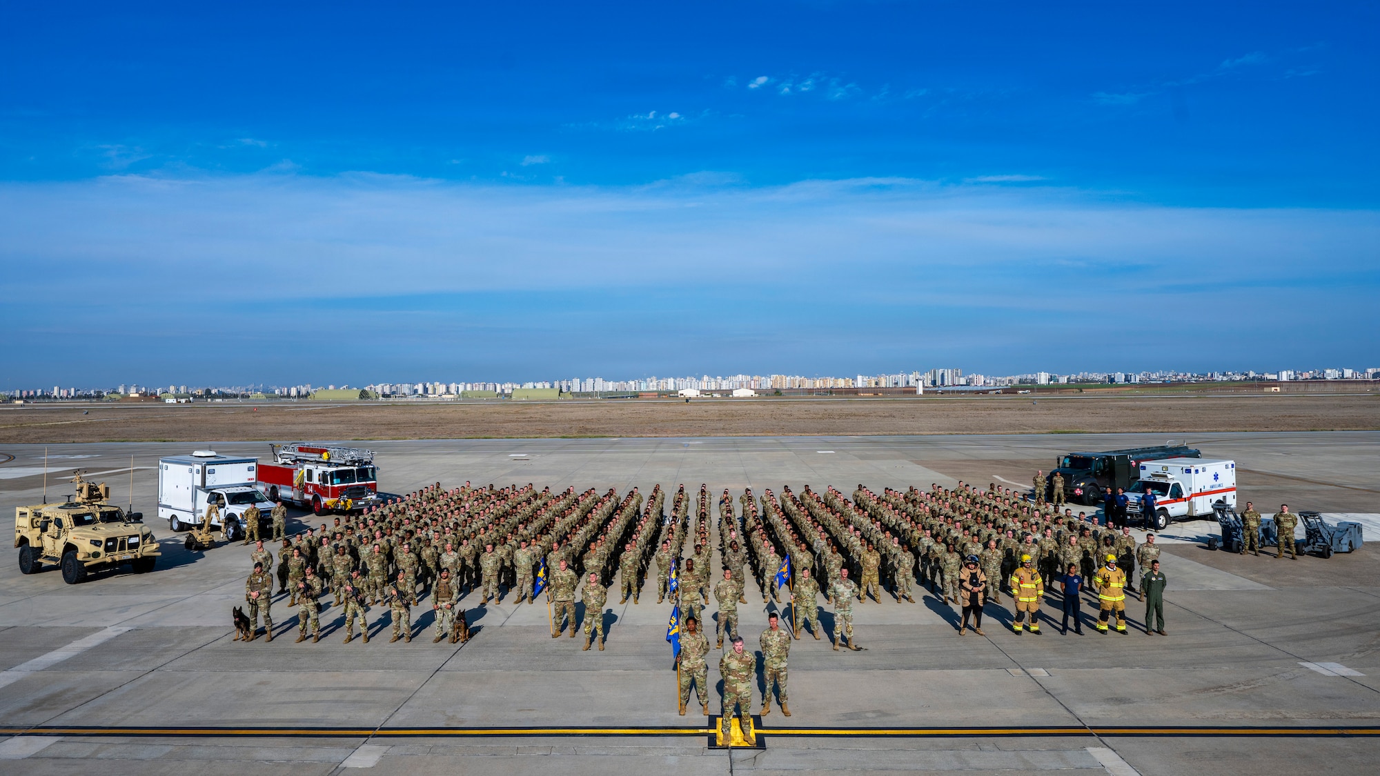 U.S. Airmen stand in formation
