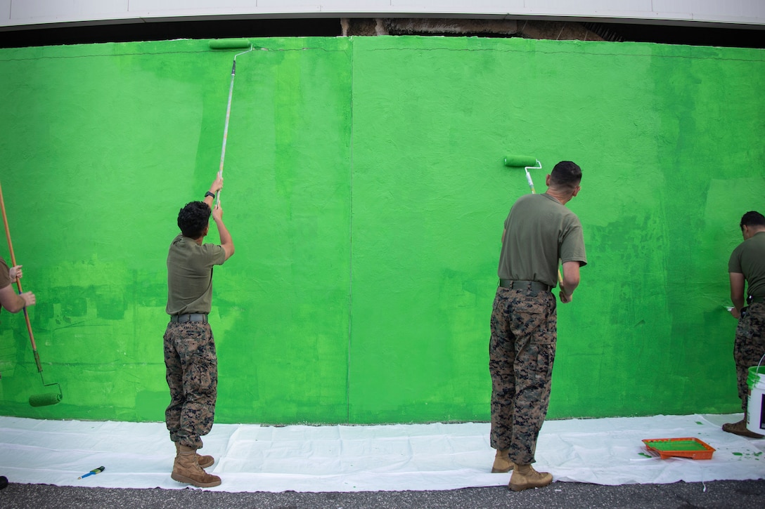 U.S. Marine Corps Sgt. Maj. Carlos A. Ruiz, the 20th Sergeant Major of the Marine Corps, alongside U.S. Marines and Sailors with Special Purpose Marine Air-Ground Task Force 250, volunteer with Habitat for Humanity as part of Navy-Marine Week Philadelphia 250, Philadelphia, Pennsylvania, Oct. 10, 2025. The event honors 250 years of Marine Corps legacy, tradition, and service by giving Philadelphia residents and visitors the opportunity to connect with Marines and Sailors, and experience community engagement events. (U.S. Marine Corps photo by GySgt Jordan E. Gilbert)