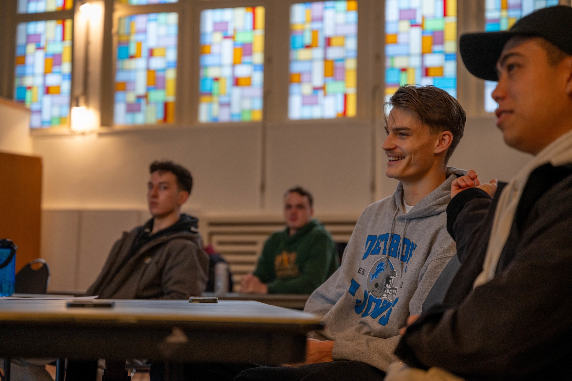 U.S. Airmen assigned to the 86th Maintenance Squadron sit in a leadership workshop at Ramstein Air Base, Germany, Oct. 27, 2025.