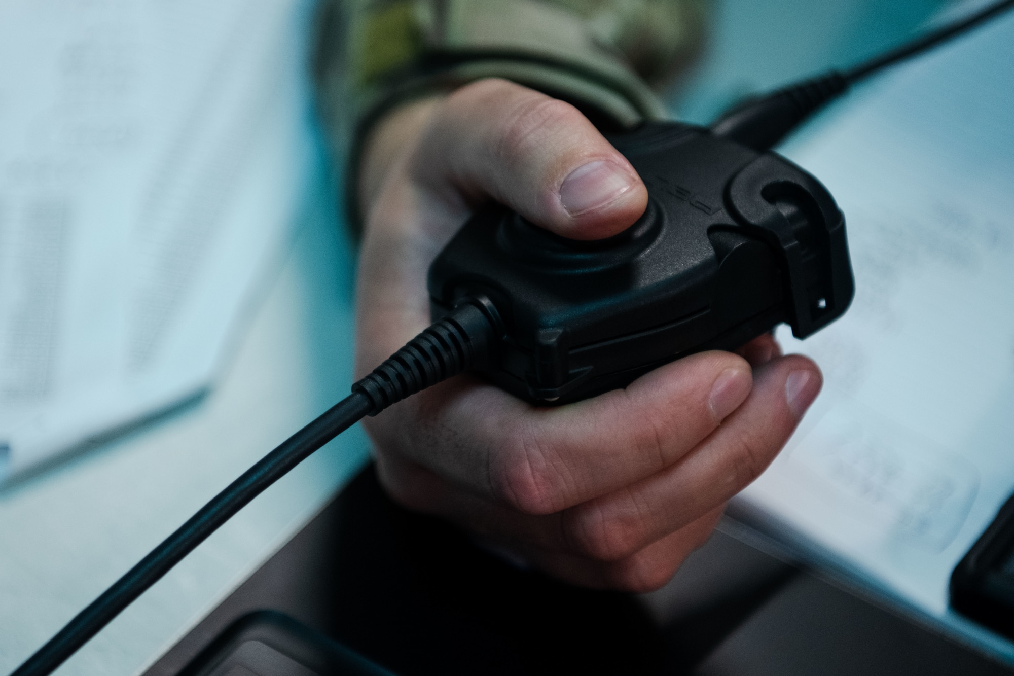 U.S. Air Force Airman 1st Class Patrick Kleinmeier, 6th Communications Squadron RF transmission technician, attempts to contact fellow contestants during Exercise Noble Skywave at MacDill Air Force Base, Florida, Oct. 22, 2025. Noble Skywave is a 24-hour high-frequency competition evaluating U.S. and allied nation capabilities in the communication domain. (U.S. Air Force photo by Senior Airman Zachary Foster)
