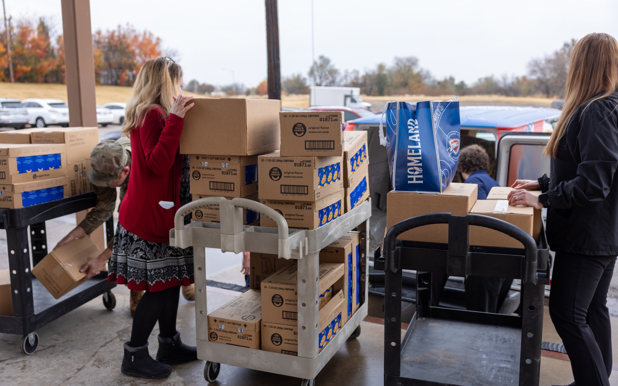 donated food on carts
