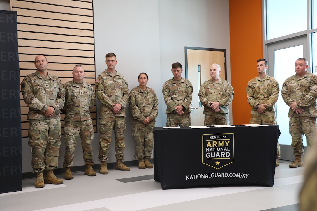 The signed commitments set on the table during the Recruiting and Retention Battalion’s signing of mission commitments for FY26 at Joint Force Headquarters, Sept. 30, 2025