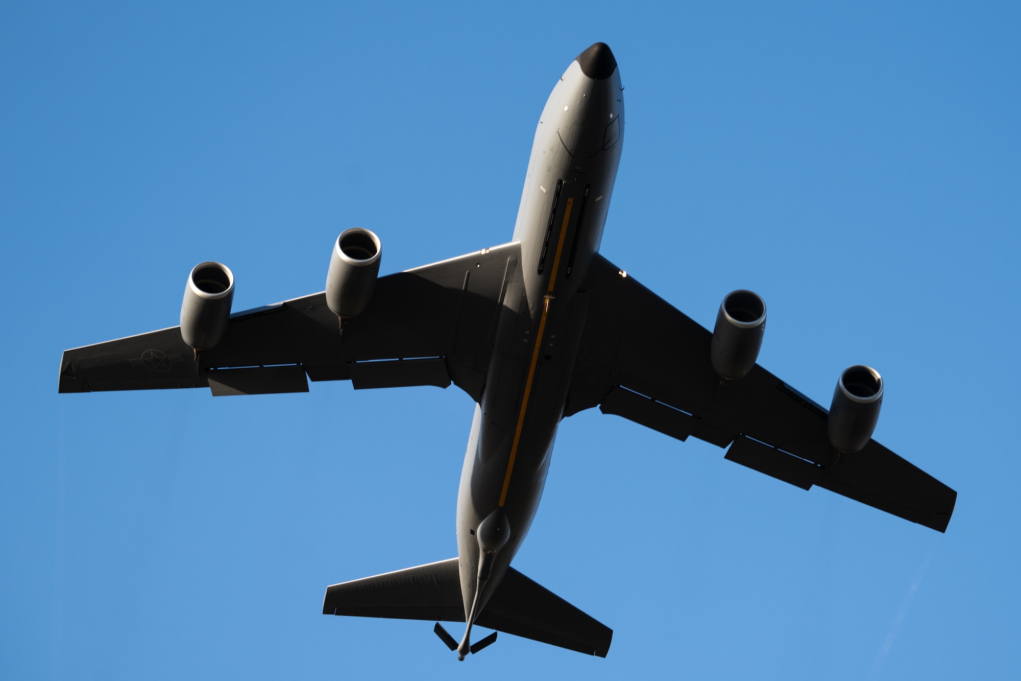 A KC-135 Stratotanker assigned to the 6th Air Refueling Wing departs MacDill Air Force Base, Florida, Oct. 29, 2025. The KC-135 is a key force enabler in executing Air Mobility Command’s mission to deliver rapid global mobility at speed and scale across the competition continuum. (U.S. Air Force photo by Senior Airman Zachary Foster)