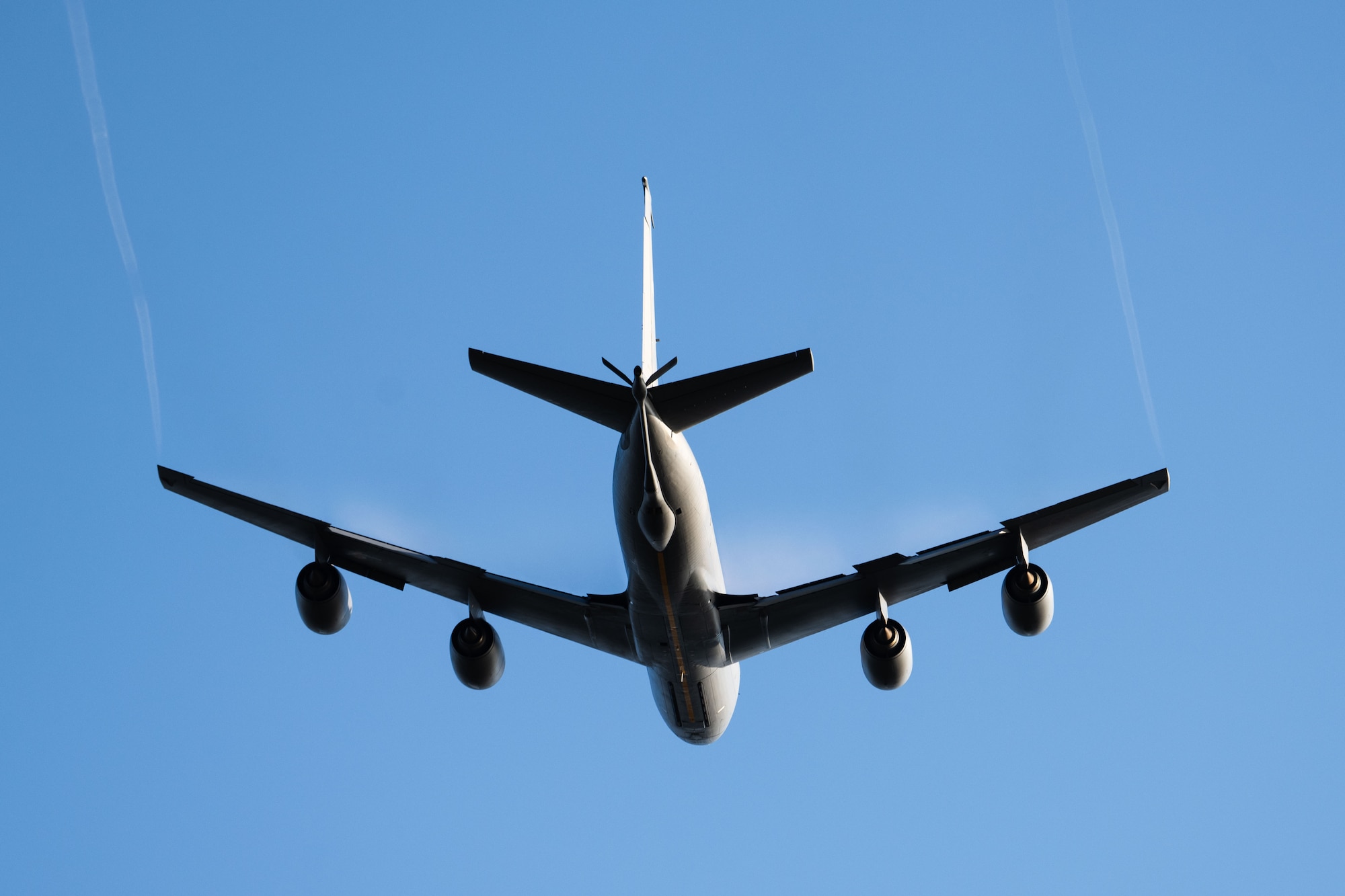 A KC-135 Stratotanker assigned to the 6th Air Refueling Wing departs MacDill Air Force Base, Florida, Oct. 29, 2025. The KC-135 is a key force enabler in executing Air Mobility Command’s mission to deliver rapid global mobility at speed and scale across the competition continuum. (U.S. Air Force photo by Senior Airman Zachary Foster)