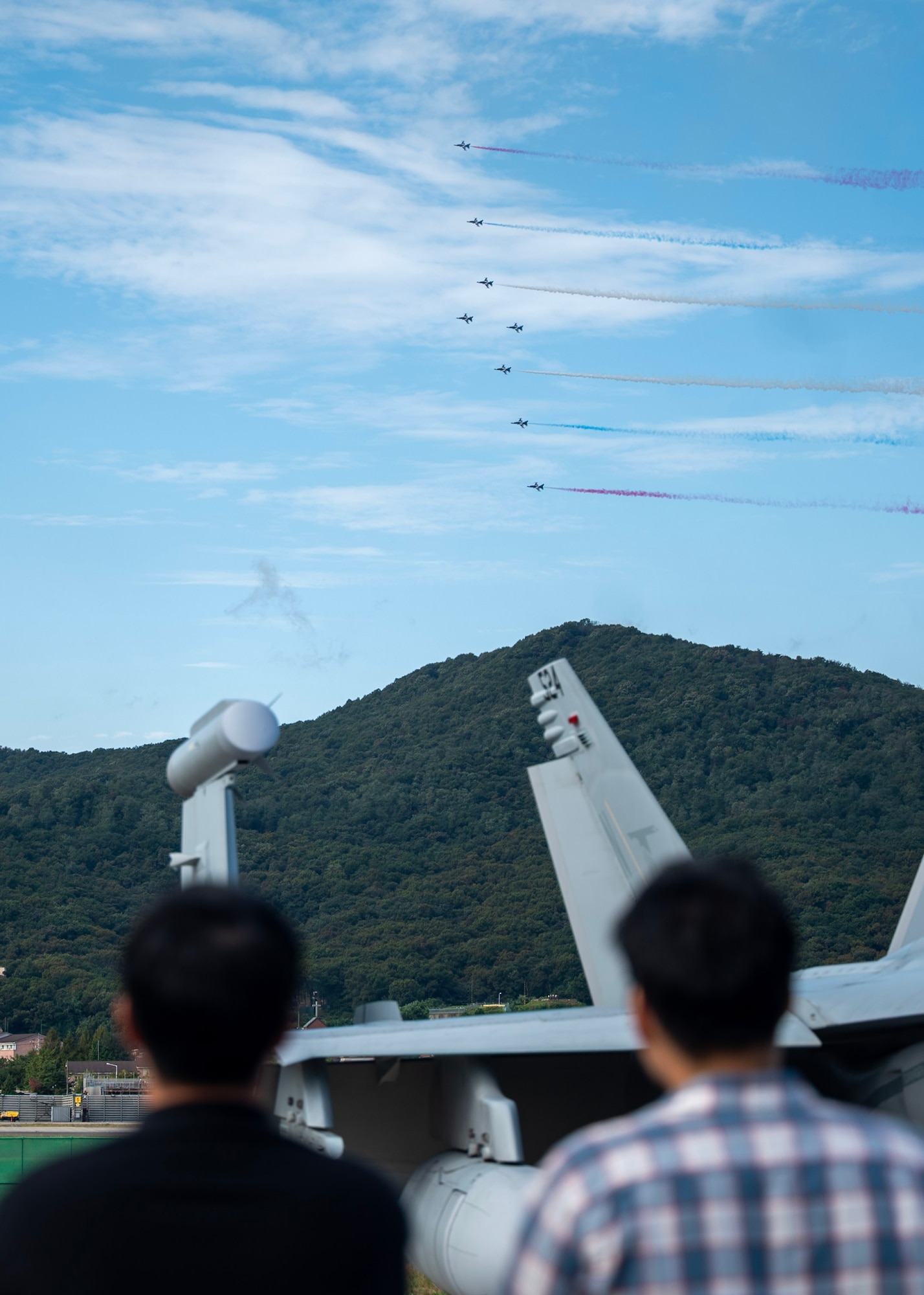 Republic of Korea air force Black Eagles perform during the 2025 Seoul International Aerospace and Defense Exhibition at Seoul Air Base, ROK, Oct. 17, 2025. Seoul ADEX 25 reinforced regional stability, enhanced interoperability, and showcased the strength of the U.S.-ROK alliance. (U.S. Air Force photo by Staff Sgt. Sarah Williams)