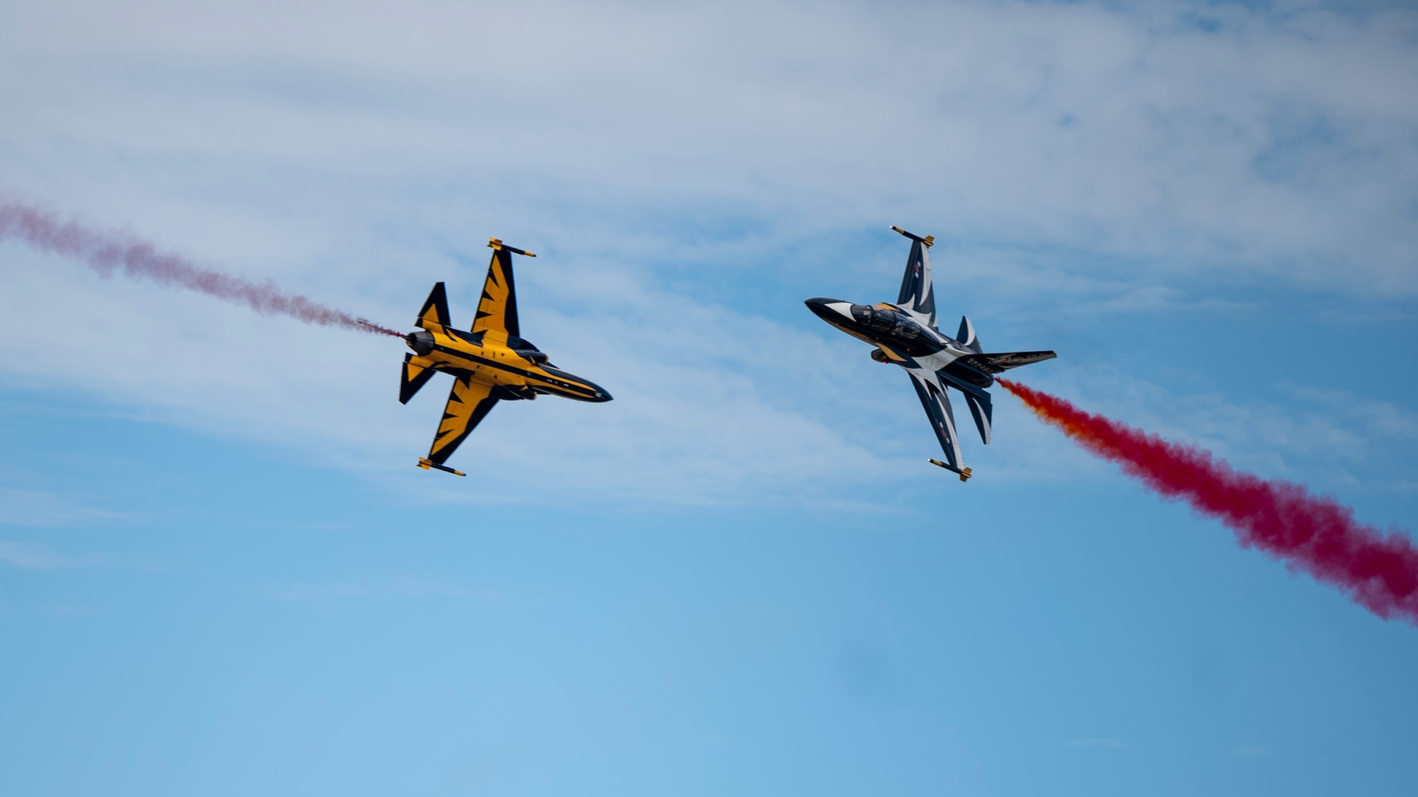 Republic of Korea air force Black Eagles perform aerial maneuvers during the 2025 Seoul International Aerospace and Defense Exhibition at Seoul Air Base, ROK, Oct. 17, 2025. Seoul ADEX 25 strengthened the U.S.-ROK alliance and regional security through cooperation, dialogue, and shared innovation. (U.S. Air Force photo by Staff Sgt. Sarah Williams)